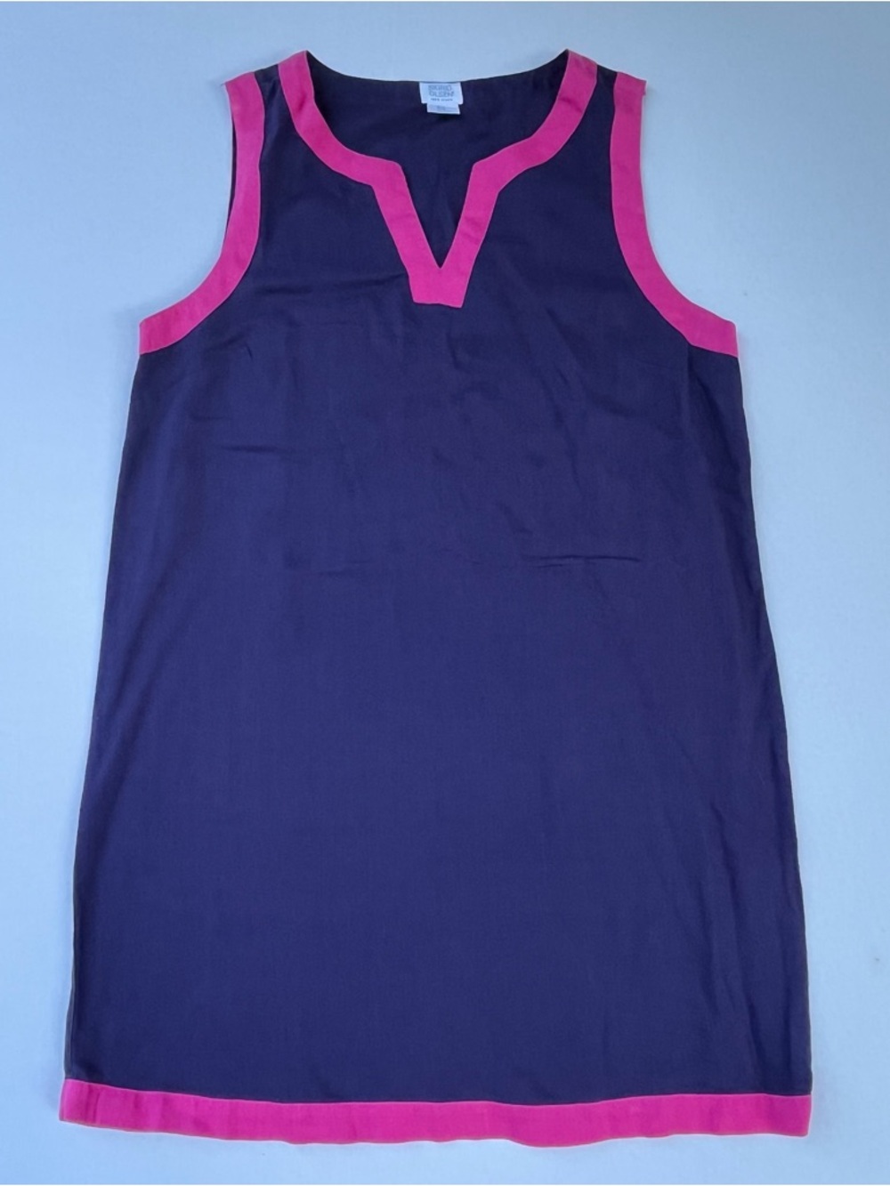 Sigrid Olsen 100% Linen Plum Pink Trim Sleeveless Summer Resort Mini Dress M